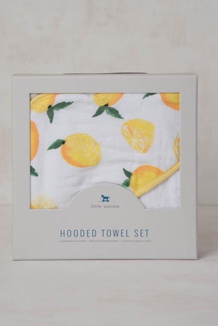 Set de baño algodón Limones (toalla capa + manopla)